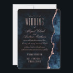 Navy Blue Roos Gold Agaat Gilt Wedding Invitation Kaart<br><div class="desc">Navy Blue & Roos Gold Foil Waterverf Marble Agaat verguld Geode Design,  met moderne en script lettertypen. Trendy en chique huwelijksuitnodigingen ~ Check mijn winkel om het hele collectie te zien met dit ontwerp!</div>