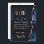 Navy Blue Roos Gold Agaat Gilt Wedding Invitation Kaart<br><div class="desc">Navy Blue & Roos Gold Foil Waterverf Marble Agaat verguld Geode Design,  met moderne en script lettertypen. Trendy en chique huwelijksuitnodigingen ~ Check mijn winkel om het hele collectie te zien met dit ontwerp!</div>