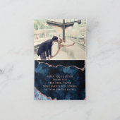 Navy Blue & Roos Gold Agaat Marmer Dank u Foto Bedankkaart (Binnen)