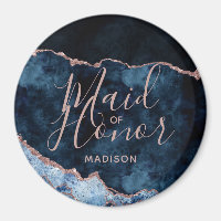 Navy Blue & Roos Gold Agaat Marmer Maid of Honor