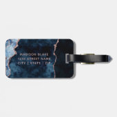 Navy Blue & Roos Gold Agaat Moeder van de bruid Bagagelabel (Achterkant horizontaal)