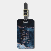 Navy Blue & Roos Gold Agaat Moeder van de bruidego Bagagelabel (Voorkant verticaal)