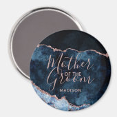 Navy Blue & Roos Gold Agaat Moeder van de bruidego Magneet (Voorkant / Achterkant)