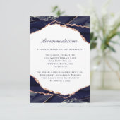 Navy Blue Roos Gold Agaat Trouwaccommodaties Informatiekaartje (Staand voorkant)