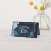 Navy Blue Roos Gold Agaat Zittafel Nummer Plaatskaartje (Achterkant)