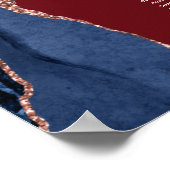 Navy Blue Roos Gold Agate Burgundy Wedding Seating Poster (Hoek)