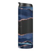 Navy Blue Roos Gold Agate Dark Bridesmaid Weddensc Thermosbeker (Geroteerd rechts)