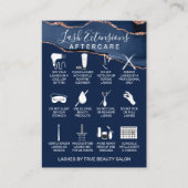 Navy Blue Roos Gold Agate Lash Extension Aftercare Visitekaartje (Voorkant)