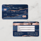 Navy Blue Roos Gold Agate Marble Credit - creditca Visitekaartje (Voorkant / Achterkant)