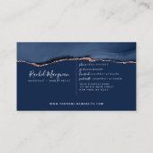 Navy Blue Roos Gold Agate Marble Klantenkaartje (Achterkant)