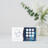 Navy Blue Roos Gold Agate Marble Klantenkaartje (Staand voorkant)