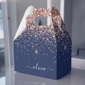 Navy Blue Roos Gold Blush Pink Glitter Monogram Bedankdoosjes