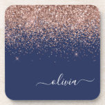 Navy Blue Roos Gold Blush Pink Glitter Monogram Bier Onderzetter<br><div class="desc">Navy Blue en Roos Gold Blush Pink Glitter Script Monogram Name Paper Onderzetters. Dit maakt het perfecte afstuderen,  de verjaardag,  de bruiloft,  het vrijgezellenfeest,  de verjaardag,  het baby shower of het bachelorette feest cadeau voor iemand die van glam luxe en chic stijlen houdt.</div>