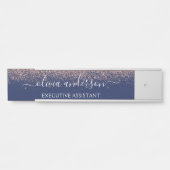 Navy Blue Roos Gold Blush Pink Glitter Monogram Deurbordje (Voorkant)
