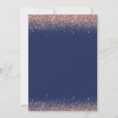 Navy Blue Roos Gold Blush Pink Glitter Monogram Kaart (Achterkant)