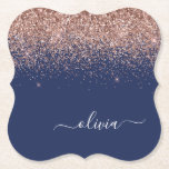 Navy Blue Roos Gold Blush Pink Glitter Monogram Kartonnen Onderzetters<br><div class="desc">Navy Blue en Roos Gold - Blush Pink Sparkle Glitter Script Monogram Name Paper Onderzetters. Dit maakt het perfecte afstuderen,  de verjaardag,  de bruiloft,  het vrijgezellenfeest,  de verjaardag,  het baby shower of het bachelorette feest cadeau voor iemand die van glam luxe en chic stijlen houdt.</div>
