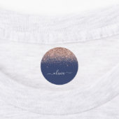Navy Blue Roos Gold Blush Pink Glitter Monogram Labels (Aangebracht)