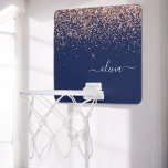 Navy Blue Roos Gold Blush Pink Glitter Monogram Mini Basketbalbord<br><div class="desc">Navy Blue en Roos Gold - Blush Pink Faux Folie Metallic Sparkle Glitter Monogram Name Mini Basketball Hoop. Dit maakt de perfecte liefhebbende 16 verjaardag,  bruiloft,  vrijgezellenfeest,  verjaardagsdag,  baby shower of vrijgezellenfeest voor iemand die van luxe glam en stijl houdt.</div>