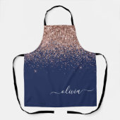 Navy Blue Roos Gold Blush Pink Glitter Monogram Schort (Voorkant)