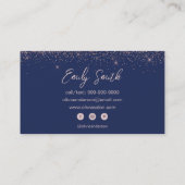 Navy Blue Roos Gold Blush Pink Glitter Visitekaartje (Achterkant)