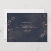 Navy Blue & Roos Gold Bridesmaid-voorstel Kaart (Achterkant)