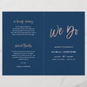 Navy Blue & Roos Gold Chic Wedding Program Booklet (Voorkant)
