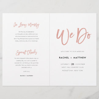 Navy Blue & Roos Gold Chic Wedding Program Booklet