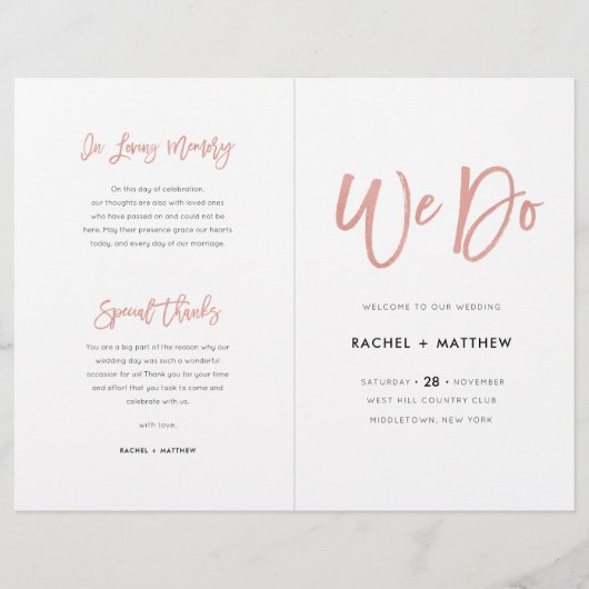Navy Blue & Roos Gold Chic Wedding Program Booklet (Voorkant)