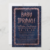 Navy Blue Roos Gold Confetti Baby Sprinkle Shower Kaart (Voorkant)