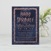 Navy Blue Roos Gold Confetti Baby Sprinkle Shower Kaart (Staand voorkant)