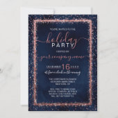 Navy Blue Roos Gold Confetti Corporate Holiday Kaart (Voorkant)