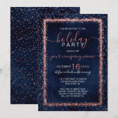 Navy Blue Roos Gold Confetti Corporate Holiday Kaart (Voorkant / Achterkant)