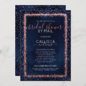 Navy Blue Roos Gold Confetti Vrijgezellenfeest per Kaart (Voorkant / Achterkant)