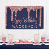 Navy Blue Roos Gold Driving Glitter Birthday Spandoek