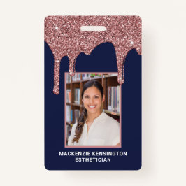 Navy Blue Roos Gold Driving Glitter Foto Badge