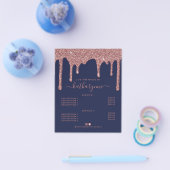 Navy Blue Roos Gold Driving Glitter Price List Flyer (Enkel)