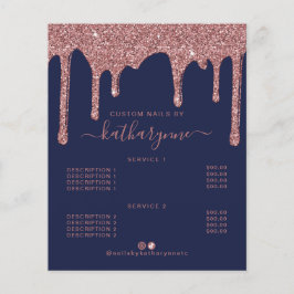 Navy Blue Roos Gold Driving Glitter Price List Flyer