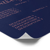 Navy Blue Roos Gold Driving Glitter Price List Poster (Hoek)