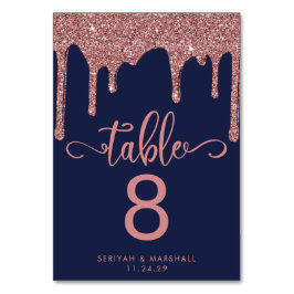 Navy Blue Roos Gold Driving Glitter Wedding Kaart