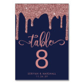 Navy Blue Roos Gold Driving Glitter Wedding Kaart (Achterkant)