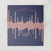 Navy Blue Roos Gold Driving Glitter Wedding Plaatskaartje (Buitenkant ongevouwen)