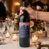 Navy Blue Roos Gold Driving Glitter Wedding Wijn Etiket