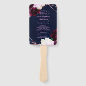Navy Blue Roos Gold Floral Modern Glam Wedding Handwaaier (Voorkant)