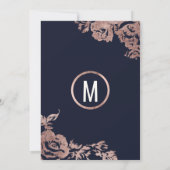 Navy Blue Roos Gold Floral Spaans Huwelijk Kaart (Achterkant)