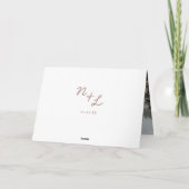 Navy Blue & Roos Gold Foil Aangepaste trouwfoto Bedankkaart (Achterkant)