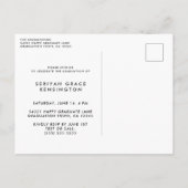 Navy Blue Roos Gold Foil Afstuderen Script Foto Aankondigingskaart (Achterkant)