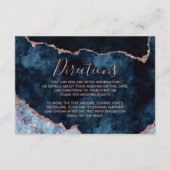 Navy Blue Roos Gold Foil Agaat Bruiloft Routebesch Informatiekaartje (Voorkant)