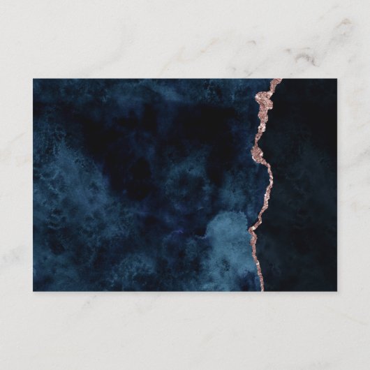 Navy Blue Roos Gold Foil Agaat Bruiloft Routebesch Informatiekaartje (Achterkant)