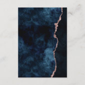 Navy Blue Roos Gold Foil Agaat Bruiloft Routebesch Informatiekaartje (Achterkant)