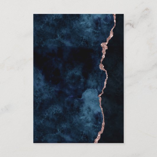 Navy Blue Roos Gold Foil Agaat Bruiloft Routebesch Informatiekaartje (Achterkant)